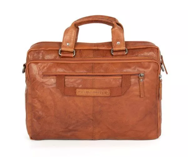 Spikes & Sparrow Spikes & Sparrow Leren Laptoptas – Mississippi – Brandy Cognac