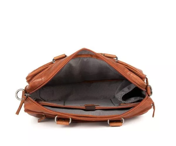 Spikes & Sparrow Spikes & Sparrow Leren Laptoptas – Mississippi – Brandy Cognac