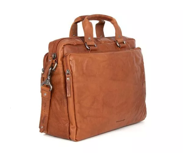 spikes & sparrow Spikes & Sparrow Leren Laptoptas – Mississippi – Brandy Cognac