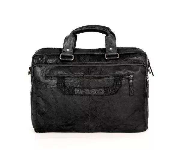 Spikes & Sparrow Spikes & Sparrow Leren Laptoptas – Mississippi – Zwart