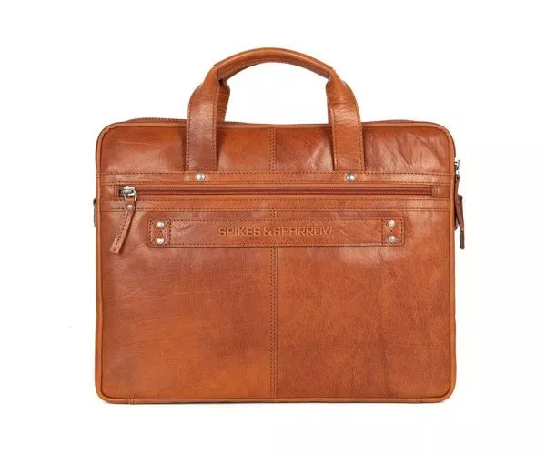 Spikes & Sparrow Spikes & Sparrow Leren Laptoptas – Montana – Brandy Cognac