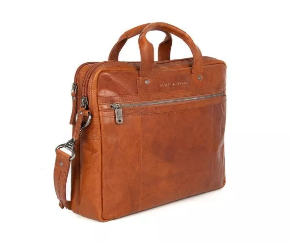 spikes & sparrow Spikes & Sparrow Leren Laptoptas – Montana – Brandy Cognac