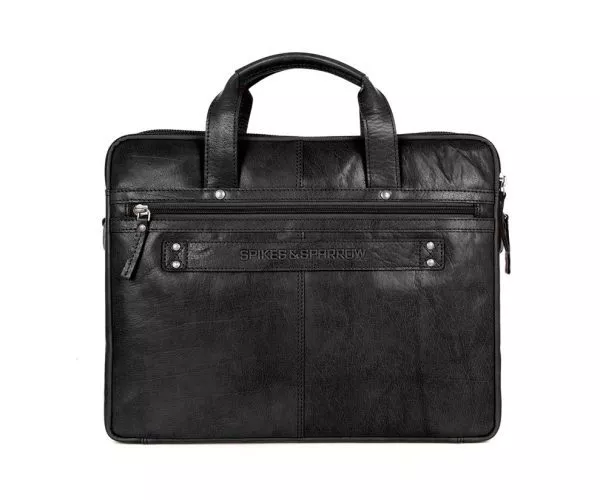 Spikes & Sparrow Spikes & Sparrow Leren Laptoptas – Montana – Zwart