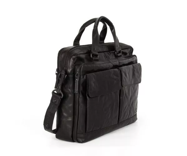 spikes & sparrow Spikes & Sparrow Leren Laptoptas – Robert – Zwart