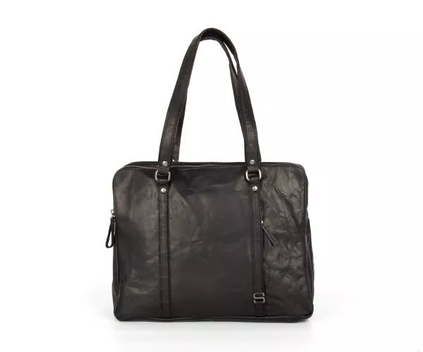 Spikes & Sparrow Spikes & Sparrow Leren Laptoptas / Schoudertas – Kansas – Zwart