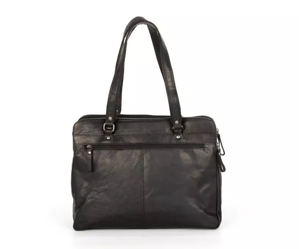 Spikes & Sparrow Spikes & Sparrow Leren Laptoptas / Schoudertas – Kansas – Zwart