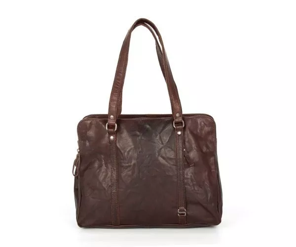 Spikes & Sparrow Spikes & Sparrow Leren Laptoptas / Schoudertas – Kansas – Donkerbruin