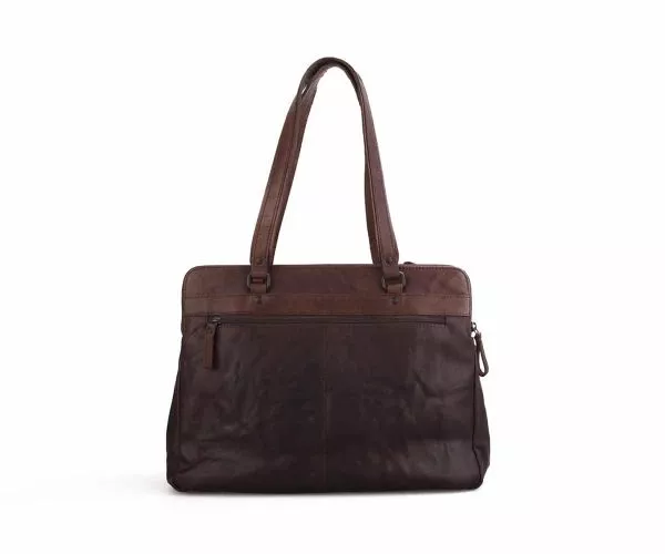 Spikes & Sparrow Spikes & Sparrow Leren Laptoptas / Schoudertas – Kansas – Donkerbruin