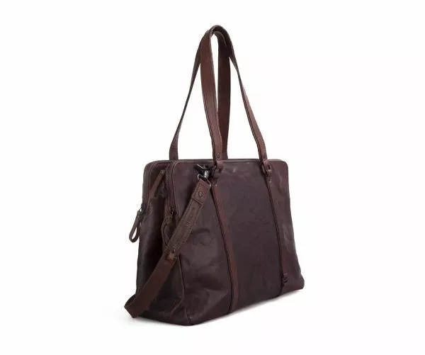 spikes & sparrow Spikes & Sparrow Leren Laptoptas / Schoudertas – Kansas – Donkerbruin