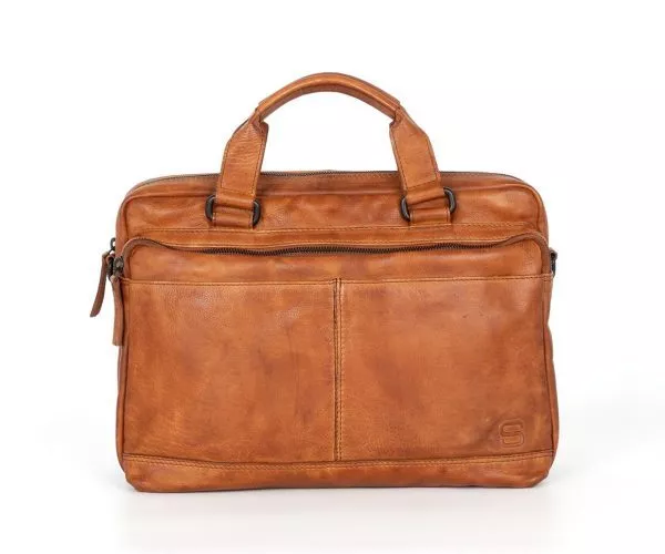 Spikes & Sparrow Spikes & Sparrow Leren Laptoptas – Steven – Brandy Cognac