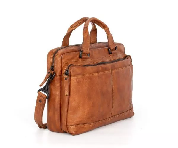 spikes & sparrow Spikes & Sparrow Leren Laptoptas – Steven – Brandy Cognac