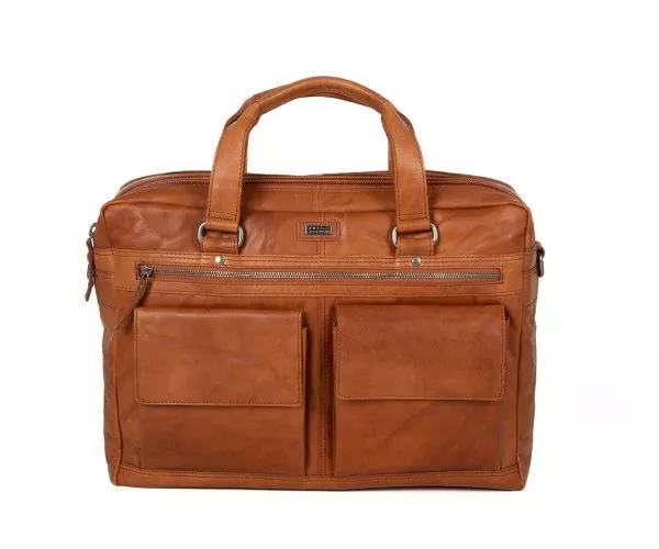 Spikes & Sparrow Spikes & Sparrow Leren Laptoptas – Utah – Brandy Cognac