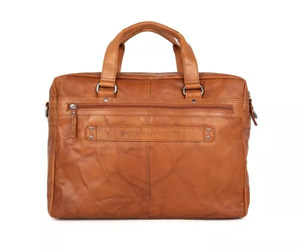 Spikes & Sparrow Spikes & Sparrow Leren Laptoptas – Utah – Brandy Cognac