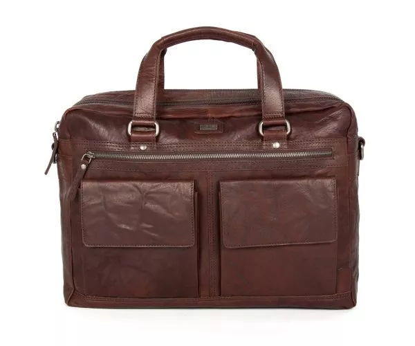 Spikes & Sparrow Spikes & Sparrow Leren Laptoptas – Utah – Donkerbruin