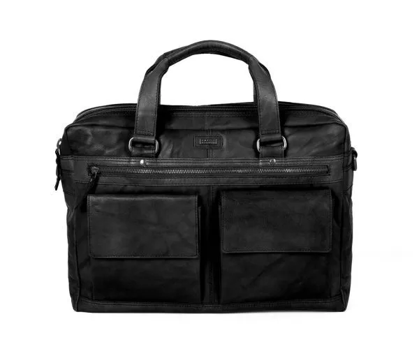 Spikes & Sparrow Spikes & Sparrow Leren Laptoptas – Utah – Zwart