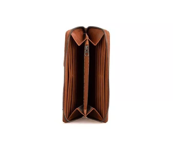 Spikes & Sparrow Spikes & Sparrow Leren RFID Portemonnee – Cora – Brandy Cognac