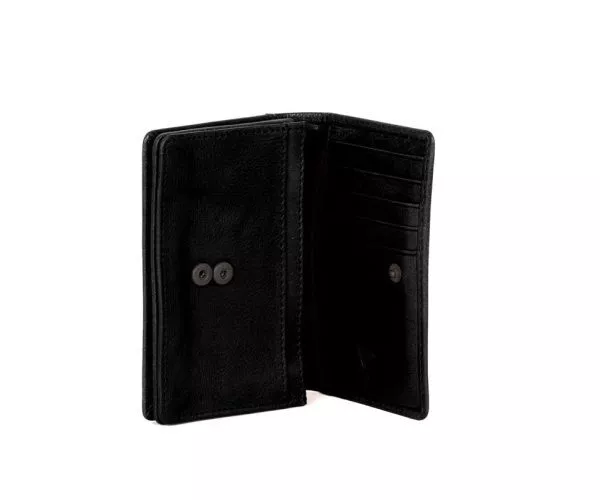 Spikes & Sparrow Spikes & Sparrow Leren RFID Portemonnee / Creditcardhouder – Quella – Zwart