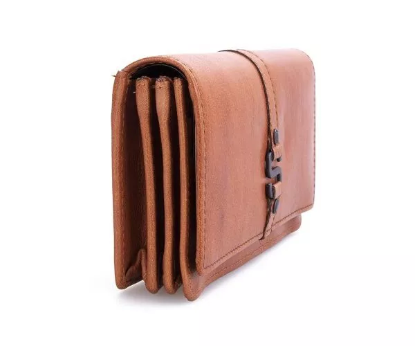 Spikes & Sparrow Spikes & Sparrow Leren RFID Portemonnee – Iowa – Brandy Cognac