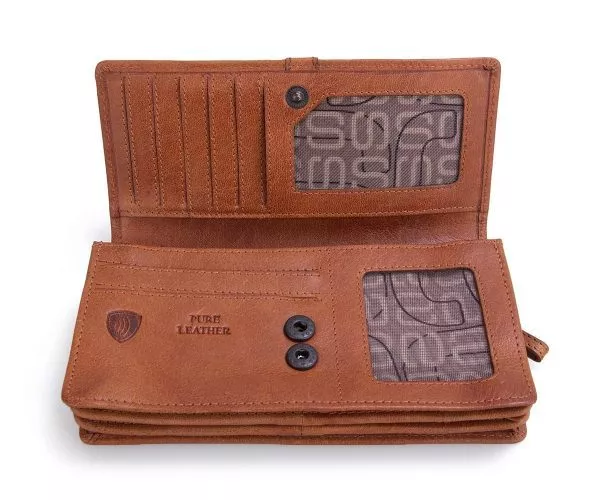 Spikes & Sparrow Spikes & Sparrow Leren RFID Portemonnee – Iowa – Donkerbruin