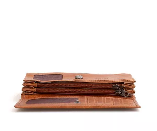 Spikes & Sparrow Spikes & Sparrow Leren RFID Portemonnee – Kentucky – Brandy Cognac