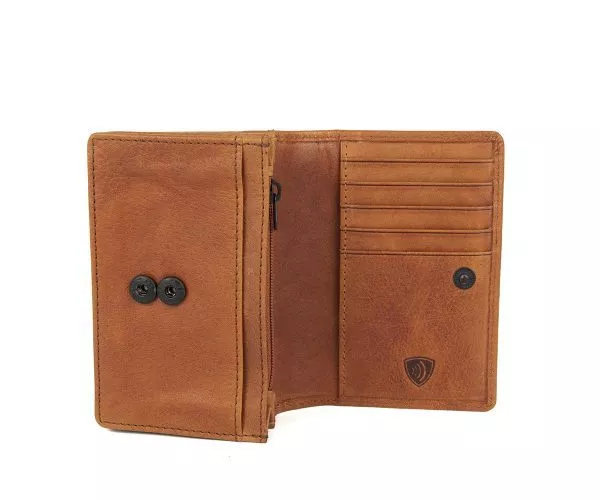 Spikes & Sparrow Spikes & Sparrow Leren RFID Portemonnee – Lorraine – Brandy Cognac