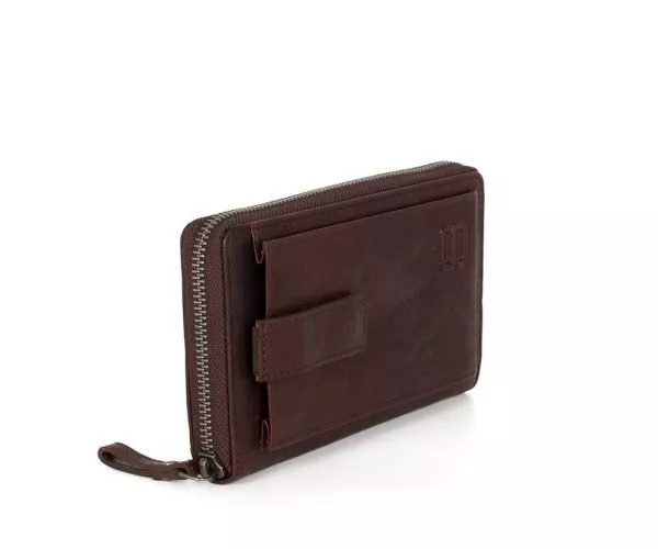 Spikes & Sparrow Spikes & Sparrow Leren RFID Portemonnee / Telefoonhouder – Mace – Donkerbruin