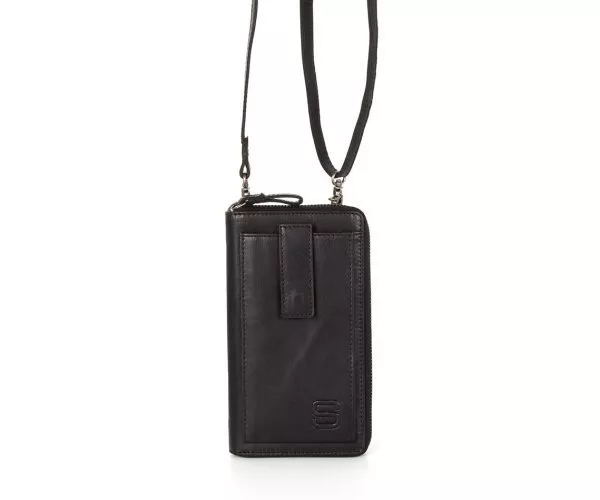 spikes & sparrow Spikes & Sparrow Leren RFID Portemonnee / telefoonhouder – Mace – Zwart