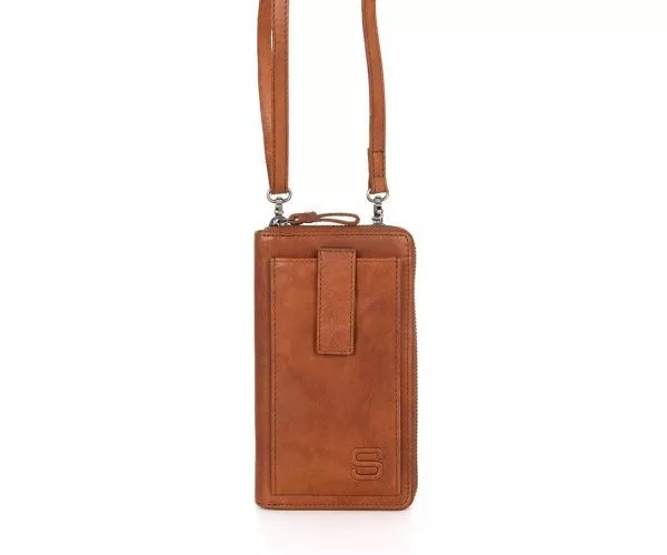 spikes & sparrow Spikes & Sparrow Leren RFID Portemonnee / Telefoonhouder – Mace – Brandy Cognac