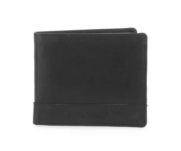 spikes & sparrow Spikes & Sparrow Leren RFID Portemonnee – Wesson – Zwart