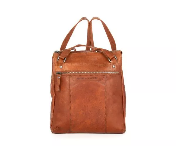 spikes & sparrow Spikes & Sparrow Leren Rugzak / Schoudertas – Wyoming – Brandy Cognac
