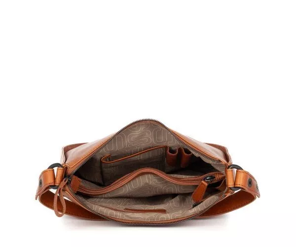 Spikes & Sparrow Spikes & Sparrow Leren Schoudertas – Colleen – Brandy Cognac