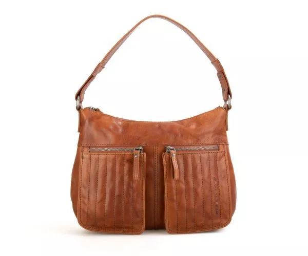 Spikes & Sparrow Spikes & Sparrow Leren Schoudertas – Kinsley – Brandy Cognac