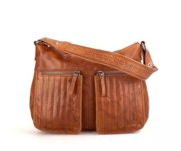 spikes & sparrow Spikes & Sparrow Leren Schoudertas – Kinsley – Brandy Cognac