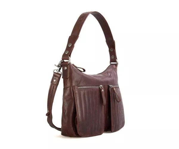 Spikes & Sparrow Spikes & Sparrow Leren Schoudertas – Kinsley – Donkerbruin