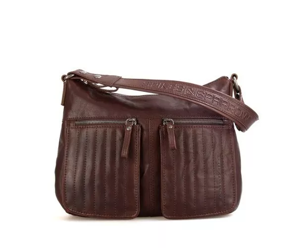 spikes & sparrow Spikes & Sparrow Leren Schoudertas – Kinsley – Donkerbruin