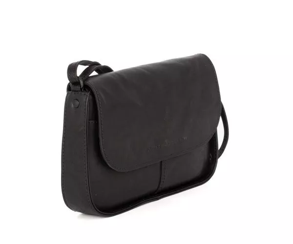 Spikes & Sparrow Spikes & Sparrow Leren Schoudertas Met Klep – Jana – Zwart