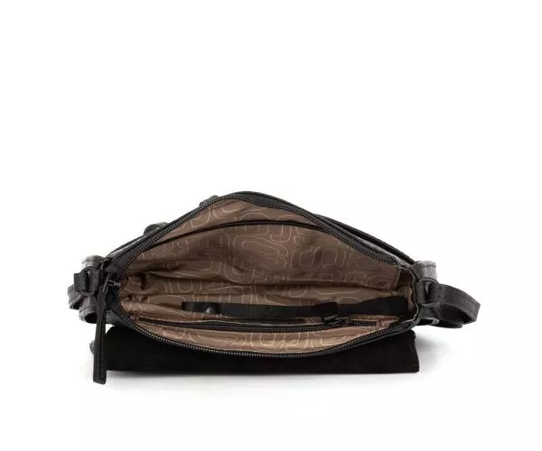 Spikes & Sparrow Spikes & Sparrow Leren Schoudertas Met Klep – Jana – Zwart