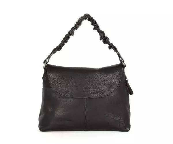 spikes & sparrow Spikes & Sparrow Leren Schoudertas met klep – Kimberly – Zwart