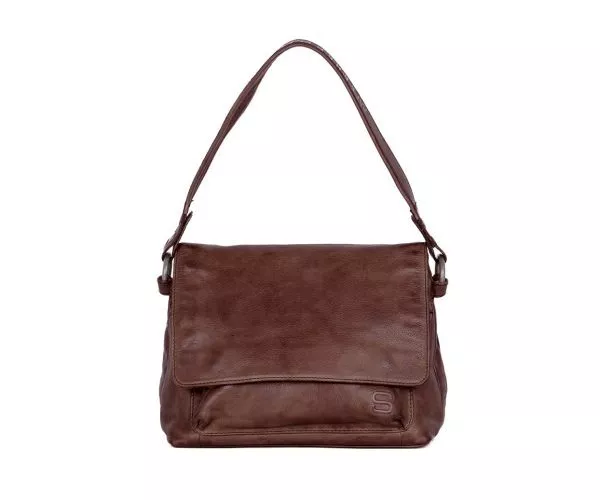 spikes & sparrow Spikes & Sparrow Leren Schoudertas met klep – Shawnee – Donkerbruin