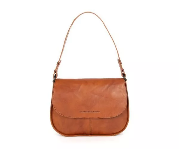 spikes & sparrow Spikes & Sparrow Leren Schoudertas met klep – Yaris – Brandy Cognac