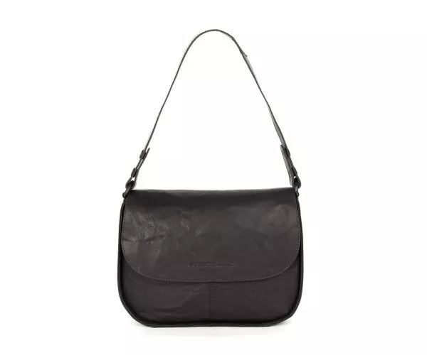 spikes & sparrow Spikes & Sparrow Leren Schoudertas met klep – Yaris – Zwart