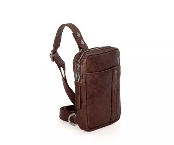 Spikes & Sparrow Spikes & Sparrow Leren Schoudertas – Miami – Donkerbruin