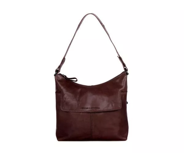 spikes & sparrow Spikes & Sparrow Leren Schoudertas – Sherrill – Donkerbruin