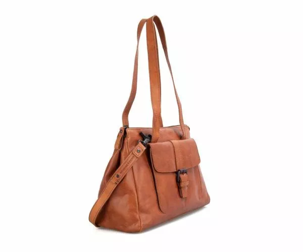 Spikes & Sparrow Spikes & Sparrow Leren Schoudertas – Shirley – Brandy Cognac