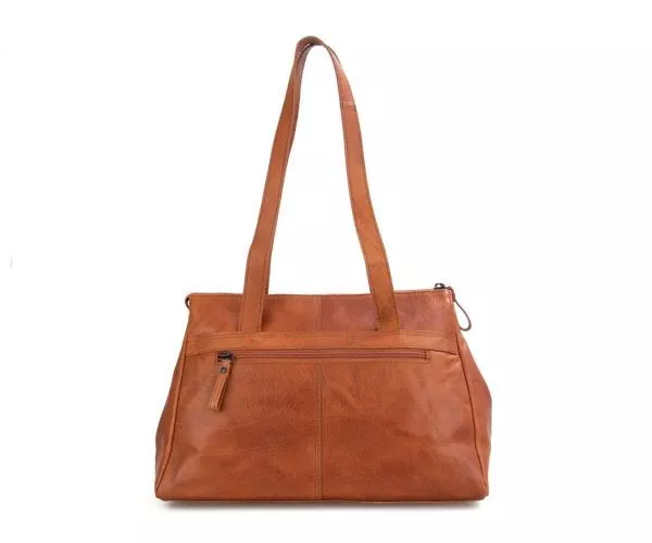 Spikes & Sparrow Spikes & Sparrow Leren Schoudertas – Shirley – Brandy Cognac