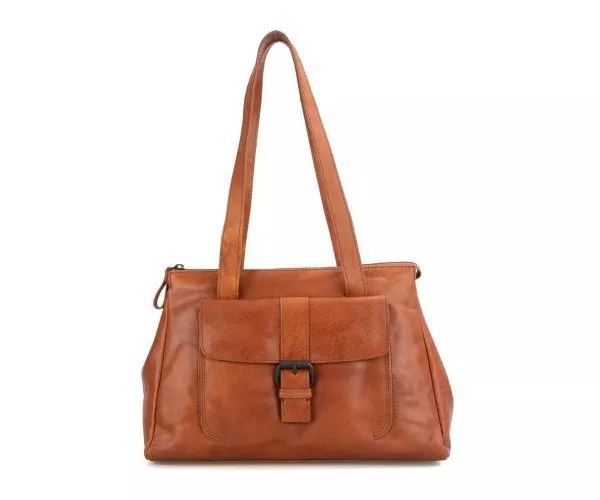 spikes & sparrow Spikes & Sparrow Leren Schoudertas – Shirley – Brandy Cognac