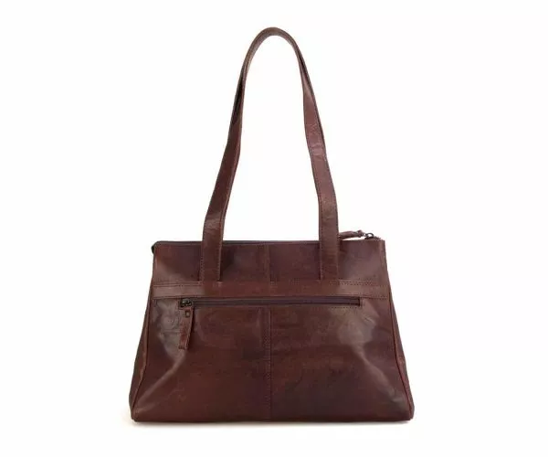 Spikes & Sparrow Spikes & Sparrow Leren Schoudertas – Shirley – Donkerbruin