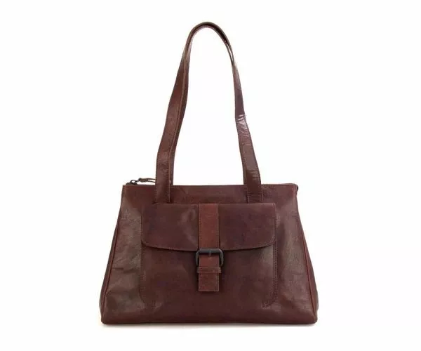 spikes & sparrow Spikes & Sparrow Leren Schoudertas – Shirley – Donkerbruin