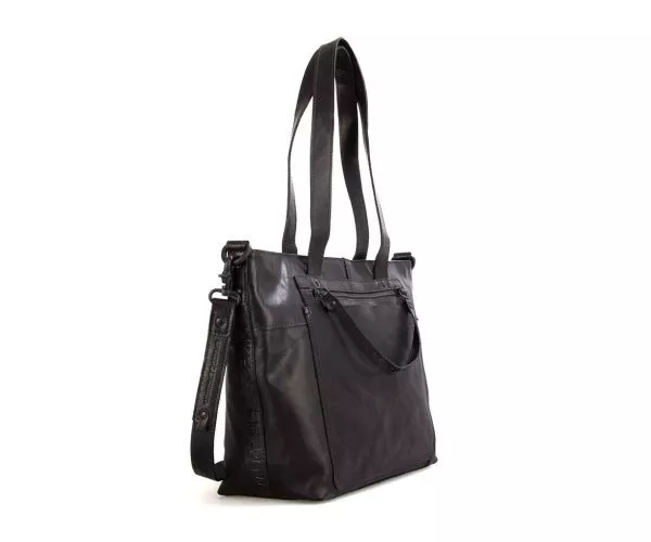 Spikes & Sparrow Spikes & Sparrow Leren Shopper – August – Zwart