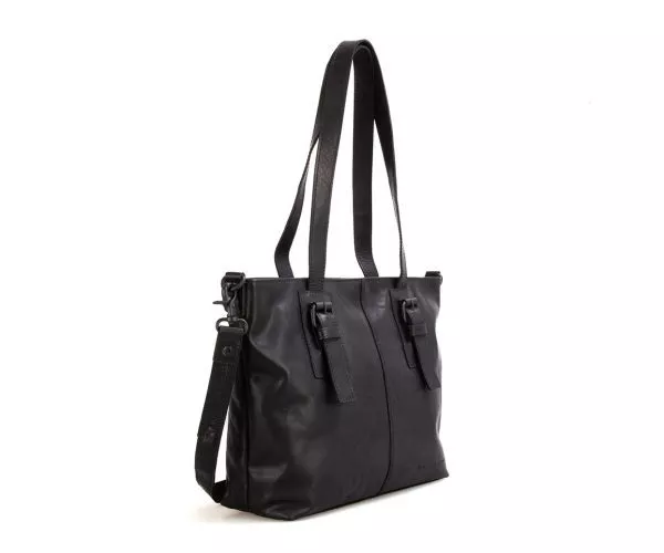 Spikes & Sparrow Spikes & Sparrow Leren Shopper – Ava – Zwart